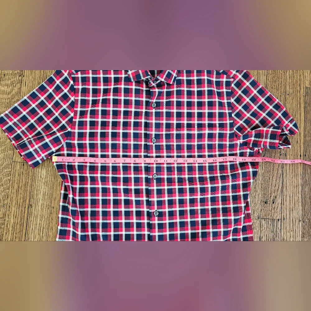 Banana Republic Plaid Short Sleeve Button Up Tailored Slim Fit Size Med